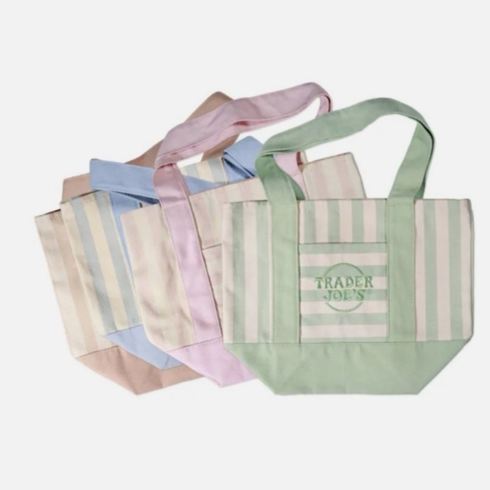 Trader Joe's Pastel Stripe Tote Bag - Set of 4